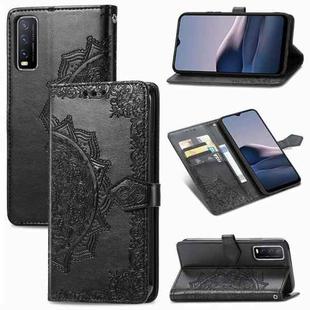 For vivo Y20 Mandala Flower Embossed Horizontal Flip Leather Case with Bracket / Card Slot / Wallet / Lanyard(Black)