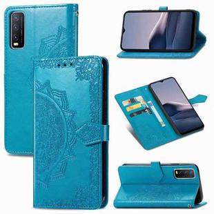 For vivo Y20 Mandala Flower Embossed Horizontal Flip Leather Case with Bracket / Card Slot / Wallet / Lanyard(Blue)