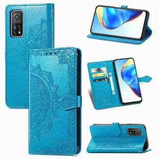 For Xiaomi Mi 10T / Redmi K30S Mandala Flower Embossed Horizontal Flip Leather Case with Bracket / Card Slot / Wallet / Lanyard(Blue)