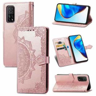 For Xiaomi Mi 10T / Redmi K30S Mandala Flower Embossed Horizontal Flip Leather Case with Bracket / Card Slot / Wallet / Lanyard(Rose Gold)