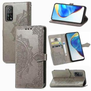 For Xiaomi Mi 10T / Redmi K30S Mandala Flower Embossed Horizontal Flip Leather Case with Bracket / Card Slot / Wallet / Lanyard(Gray)