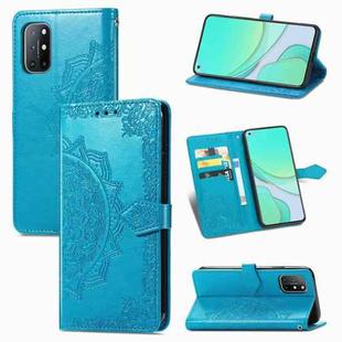 For OnePlus 8T Mandala Flower Embossed Horizontal Flip Leather Case with Bracket / Card Slot / Wallet / Lanyard(Blue)