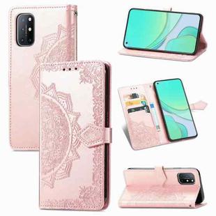 For OnePlus 8T Mandala Flower Embossed Horizontal Flip Leather Case with Bracket / Card Slot / Wallet / Lanyard(Rose Gold)