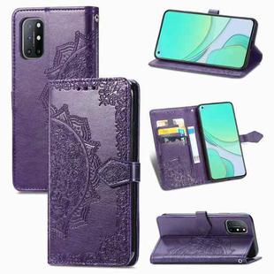 For OnePlus 8T Mandala Flower Embossed Horizontal Flip Leather Case with Bracket / Card Slot / Wallet / Lanyard(Purple)