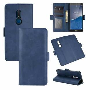 For Nokia C3 Dual-side Magnetic Buckle Horizontal Flip Leather Case with Holder & Card Slots & Wallet(Dark Blue)