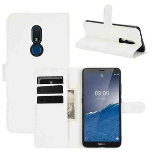 For Nokia C3 Litchi Texture Horizontal Flip Leather Case with Holder & Card Slots & Wallet(White)