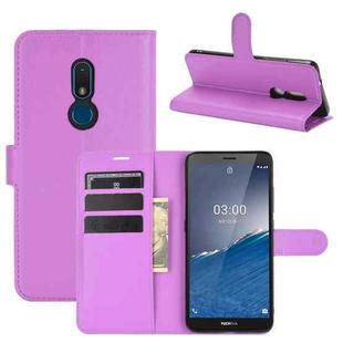 For Nokia C3 Litchi Texture Horizontal Flip Leather Case with Holder & Card Slots & Wallet(Purple)