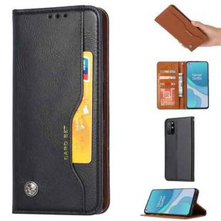 For OnePlus 8T Knead Skin Texture Horizontal Flip Leather Case with Photo Frame & Holder & Card Slots & Wallet(Black)