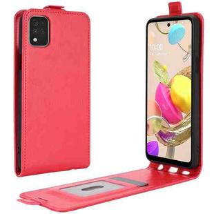 For LG K42 R64 Texture Single Vertical Flip Leather Protective Case with Card Slots & Photo Frame(Red)