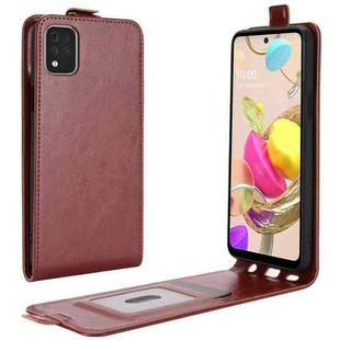 For LG K42 R64 Texture Single Vertical Flip Leather Protective Case with Card Slots & Photo Frame(Brown)