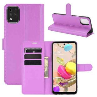 For LG K42 Litchi Texture Horizontal Flip Protective Case with Holder & Card Slots & Wallet(Purple)