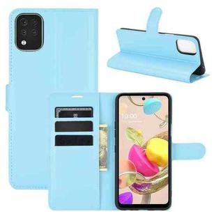 For LG K42 Litchi Texture Horizontal Flip Protective Case with Holder & Card Slots & Wallet(Blue)