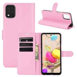 For LG K42 Litchi Texture Horizontal Flip Protective Case with Holder & Card Slots & Wallet(Pink)