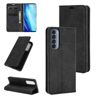 For OPPO Reno4 Pro 4G Retro-skin Business Magnetic Suction Leather Case with Holder & Card Slots & Wallet(Black)