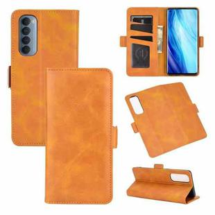 For OPPO Reno4 Pro 4G Dual-side Magnetic Buckle Horizontal Flip Leather Case with Holder & Card Slots & Wallet(Yellow)
