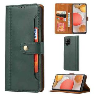 For Samsung Galaxy A42 Calf Texture Double Fold Clasp Horizontal Flip Leather Case with Photo Frame & Holder & Card Slots & Wallet(Emerald)