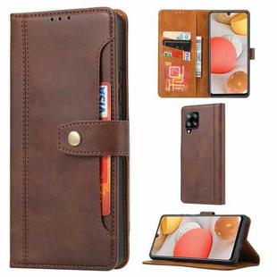 For Samsung Galaxy A42 Calf Texture Double Fold Clasp Horizontal Flip Leather Case with Photo Frame & Holder & Card Slots & Wallet(Coffee)