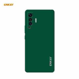 For vivo X50 Hat-Prince ENKAY ENK-PC074 Liquid Silicone Straight Edge Shockproof Protective Case(Dark Green)