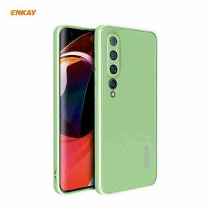 For Xiaomi Mi 10 5G Hat-Prince ENKAY ENK-PC075 Liquid Silicone Straight Edge Shockproof Protective Case(Light Green)