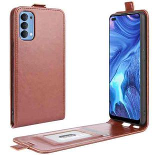 For OPPO Reno4 4G R64 Texture Single Vertical Flip Leather Protective Case with Card Slots & Photo Frame(Brown)