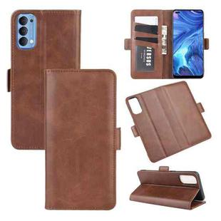 For OPPO Reno4 4G Dual-side Magnetic Buckle Horizontal Flip Leather Case with Holder & Card Slots & Wallet(Brown)