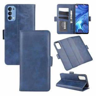 For OPPO Reno4 4G Dual-side Magnetic Buckle Horizontal Flip Leather Case with Holder & Card Slots & Wallet(Dark Blue)