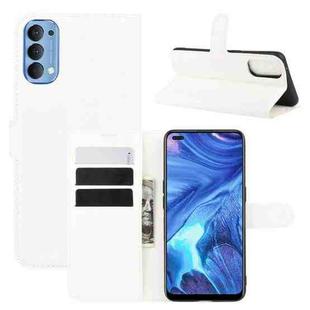 For OPPO Reno4 4G Litchi Texture Horizontal Flip Protective Case with Holder & Card Slots & Wallet(White)