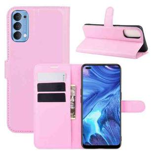 For OPPO Reno4 4G Litchi Texture Horizontal Flip Protective Case with Holder & Card Slots & Wallet(Pink)