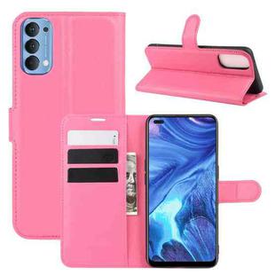 For OPPO Reno4 4G Litchi Texture Horizontal Flip Protective Case with Holder & Card Slots & Wallet(Rose Red)