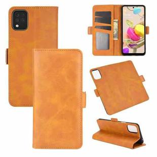 For LG K42 Dual-side Magnetic Buckle Horizontal Flip Leather Case with Holder & Card Slots & Wallet(Yellow)