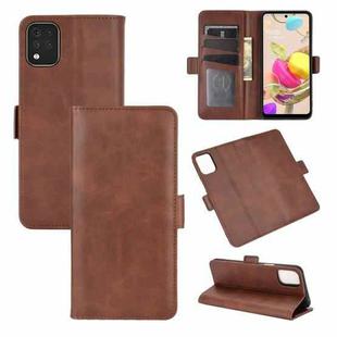 For LG K42 Dual-side Magnetic Buckle Horizontal Flip Leather Case with Holder & Card Slots & Wallet(Brown)