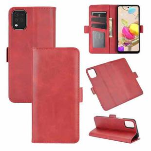 For LG K42 Dual-side Magnetic Buckle Horizontal Flip Leather Case with Holder & Card Slots & Wallet(Red)
