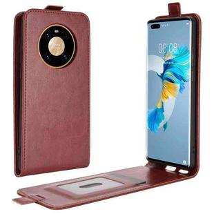 For Huawei Mate 40 Pro R64 Texture Single Vertical Flip Leather Protective Case with Card Slots & Photo Frame(Brown)