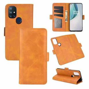 For OnePlus Nord N10 5G Dual-side Magnetic Buckle Horizontal Flip Leather Case with Holder & Card Slots & Wallet(Yellow)