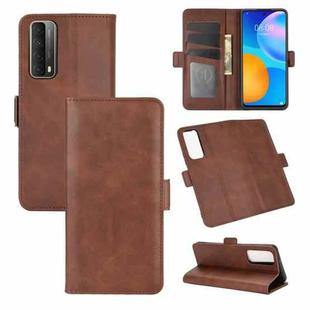 For Huawei P smart 2021  Dual-side Magnetic Buckle Horizontal Flip Leather Case with Holder & Card Slots & Wallet(Brown)