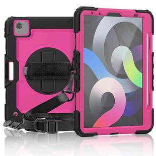 For iPad Air 2022 / 2020 10.9 Shockproof Black Silica Gel + Colorful PC Protective Case(Black+Hot Pink)