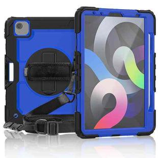 For iPad Air 2022 / 2020 10.9 Shockproof Black Silica Gel + Colorful PC Protective Case(Dark Blue)