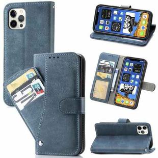 For iPhone 12 Pro Max Rotary Card Matte PU Leather Case with Card Slots & Photo Frame & Holder(Blue)