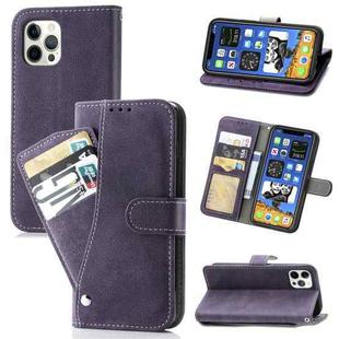 For iPhone 12 Pro Max Rotary Card Matte PU Leather Case with Card Slots & Photo Frame & Holder(Purple)