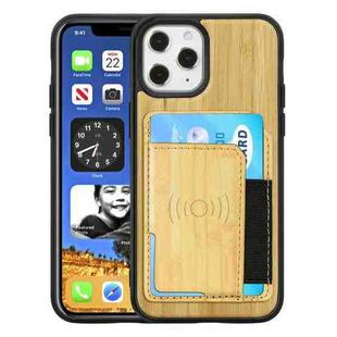 For iPhone 12 / 12 Pro Wood Grain PU+TPU Protective Case with Card Slot(Bamboo)
