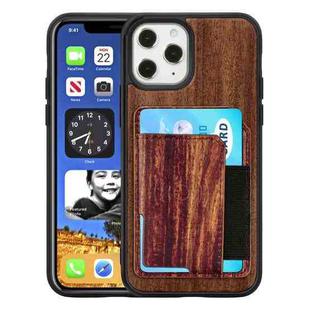 For iPhone 12 / 12 Pro Wood Grain PU+TPU Protective Case with Card Slot(Rose Wood)