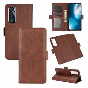 For VIVO V20SE Dual-side Magnetic Buckle Horizontal Flip Leather Case with Holder & Card Slots & Wallet(Brown)