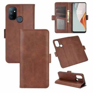 For OnePlus Nord N100 Dual-side Magnetic Buckle Horizontal Flip Leather Case with Holder & Card Slots & Wallet(Brown)