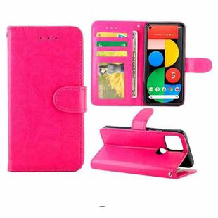 For Goolgle Pixel 5 Crazy Horse Texture Leather Horizontal Flip Protective Case with Holder & Card Slots & Wallet & Photo Frame(Rose Red)