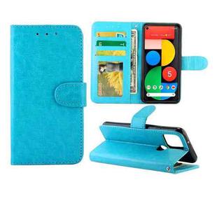 For Goolgle Pixel 5 Crazy Horse Texture Leather Horizontal Flip Protective Case with Holder & Card Slots & Wallet & Photo Frame(Baby Blue)