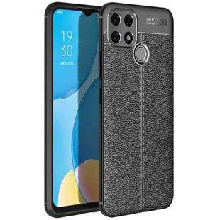 For OPPO A15 Litchi Texture TPU Shockproof Case(Black)