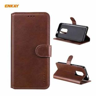 For Motorola Moto G9 / G9 Play ENKAY Hat-Prince ENK-PUC034 Horizontal Flip PU Leather Case with Holder & Card Slots & Wallet(Brown)