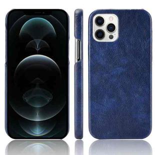 For iPhone 12 Pro Max Shockproof Litchi Texture PC + PU Case(Blue)