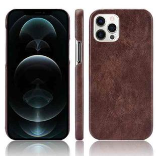 For iPhone 12 Pro Max Shockproof Litchi Texture PC + PU Case(Brown)