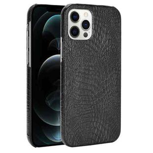 For iPhone 12 Pro Max Shockproof Crocodile Texture PC + PU Case(Black)